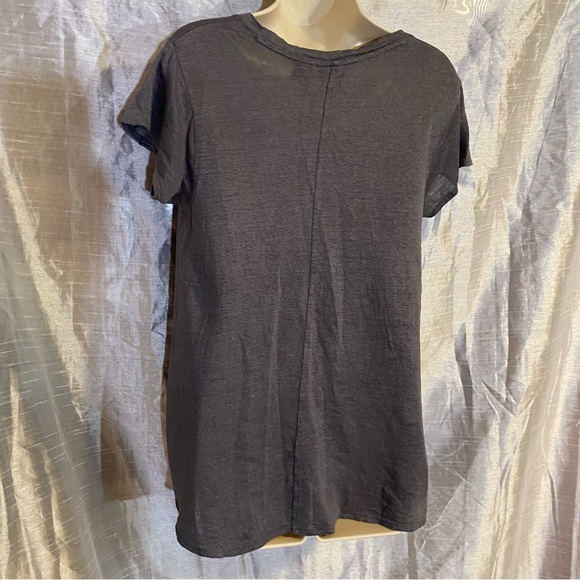 Tahari 100% linen tee shirt, SZ M, GUC, hi/lo hem, relaxed fit, cap sleeves. - Picture 3 of 10